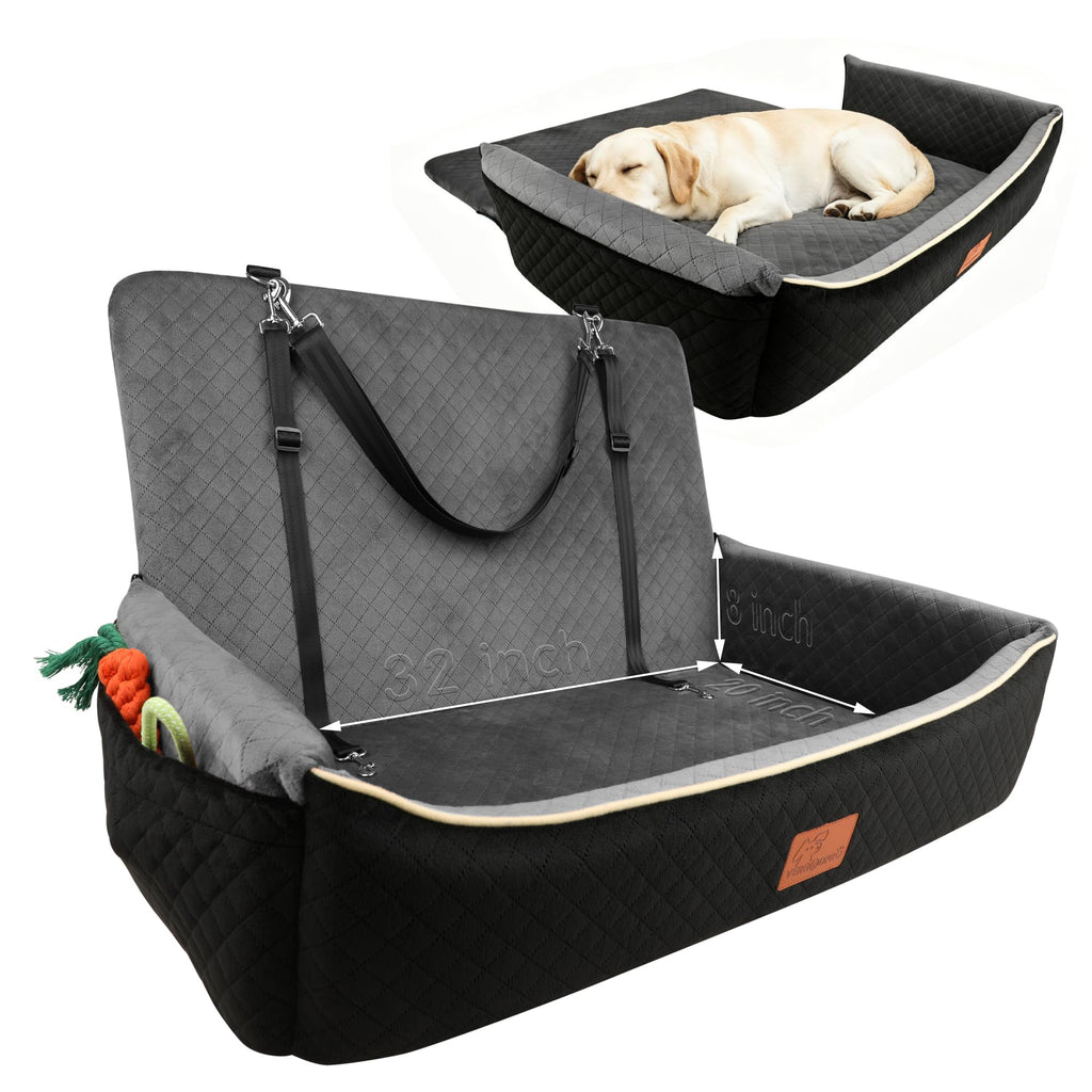 Large Dog Car Seat Portable Travel Dog Bed Velvet Memory Foam C2675
