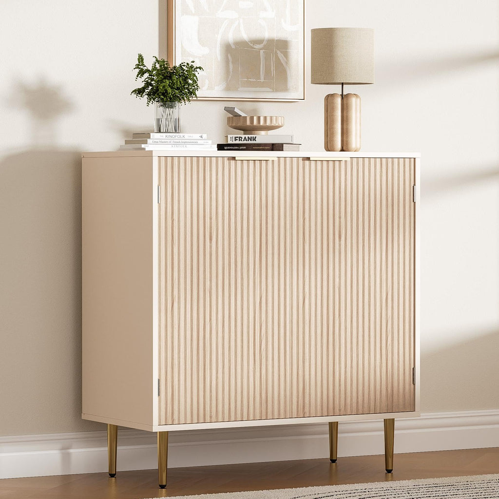 Oak Fluted Sideboard Storage Cabinet with 2 Doors Q743313