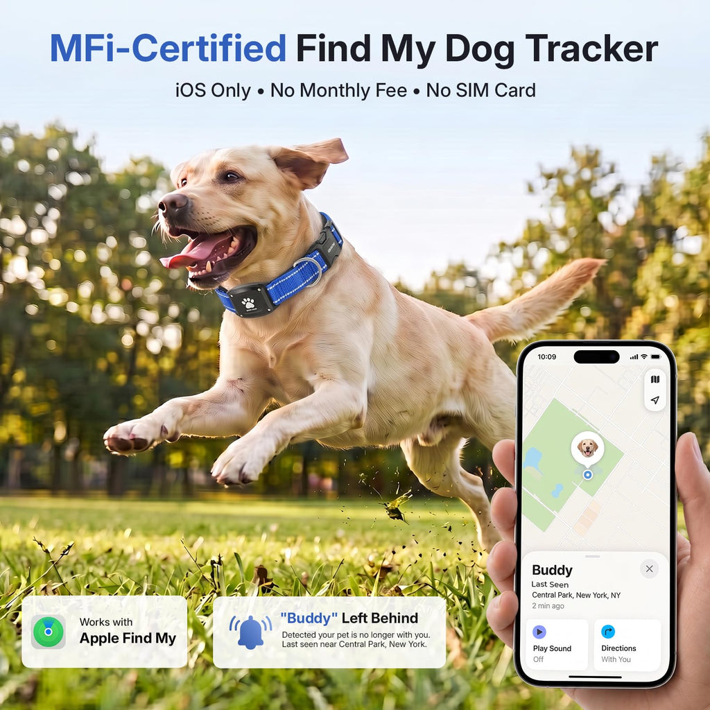 GPS Dog Collar with Tracker, Waterproof, Blue, L M4960