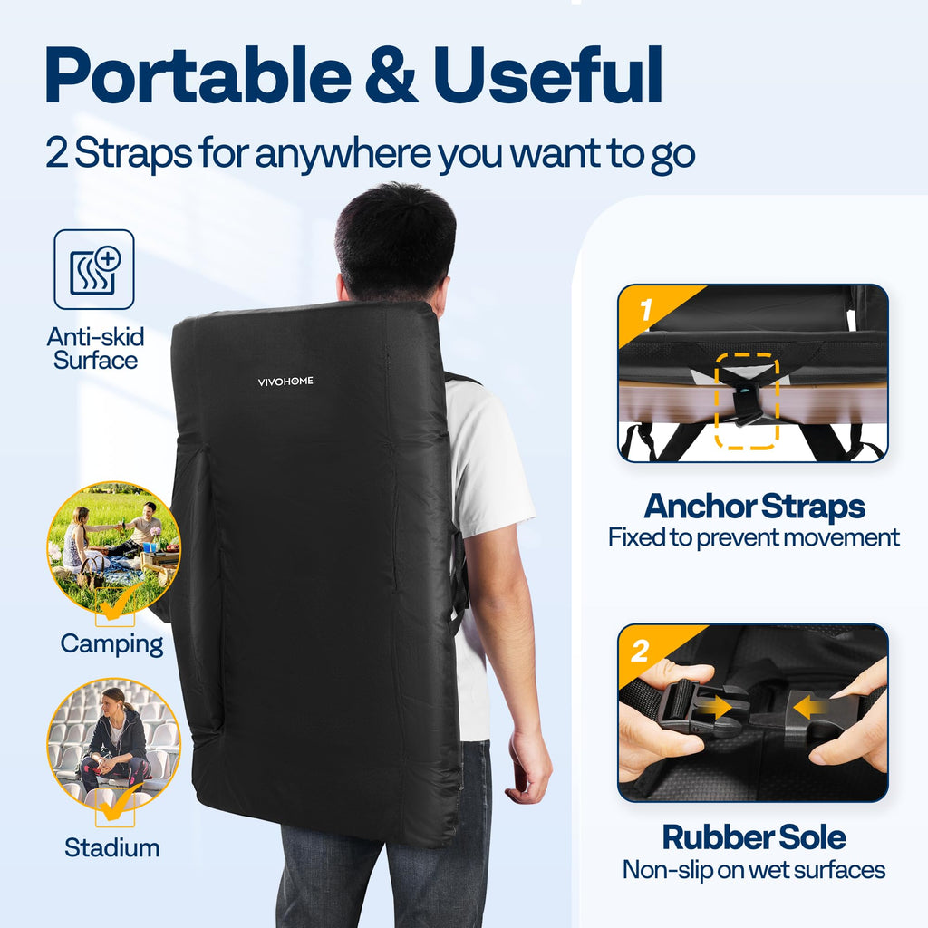2 Pack Portable Padded Stadium Seats with Back Support and Cup Holder G483