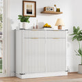 White 20 Gallon Tilt Out Trash Cabinet with Charging Station and 2 Drawers T533