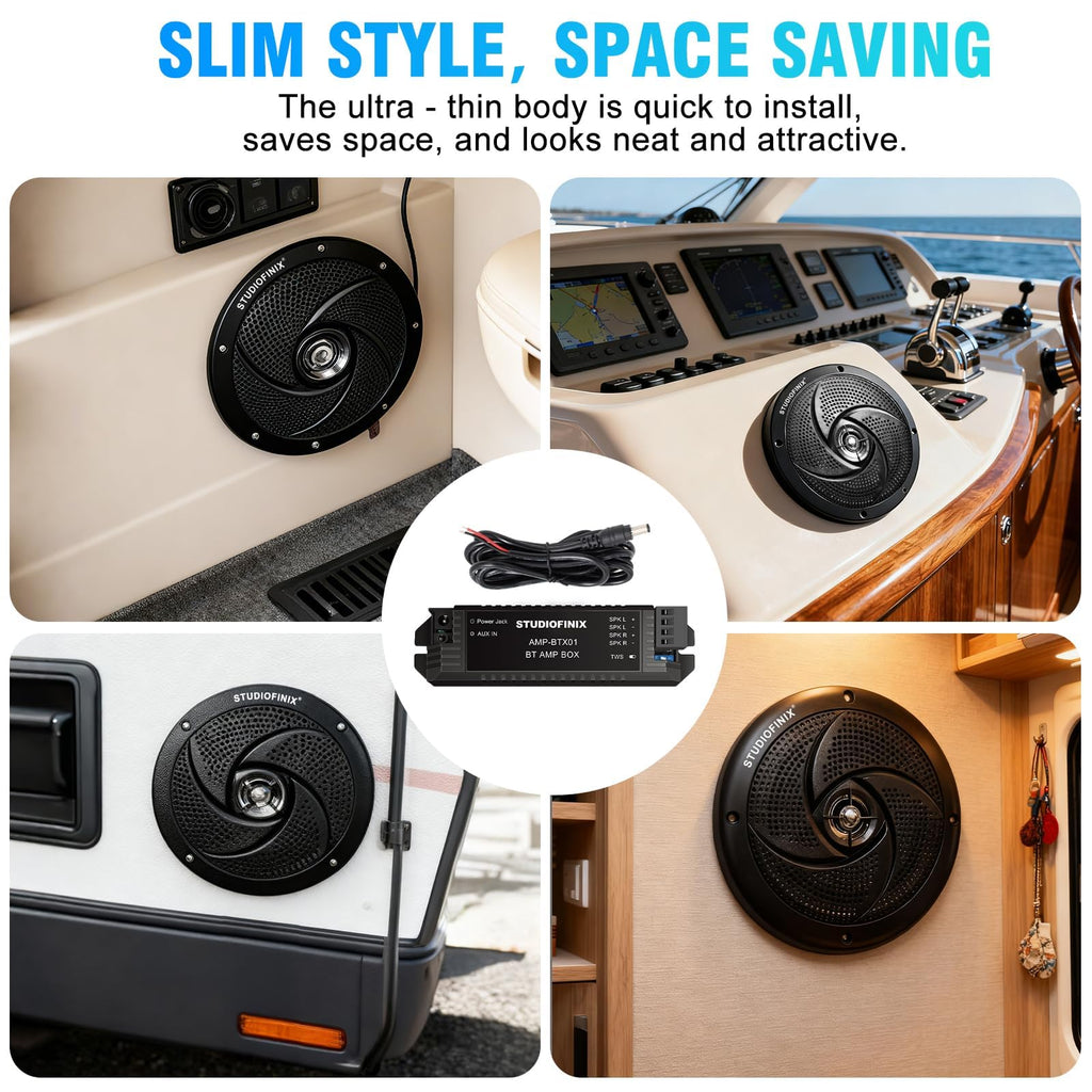 4 Inch 80W Bluetooth Waterproof Marine Speakers 2 Way Black X8132