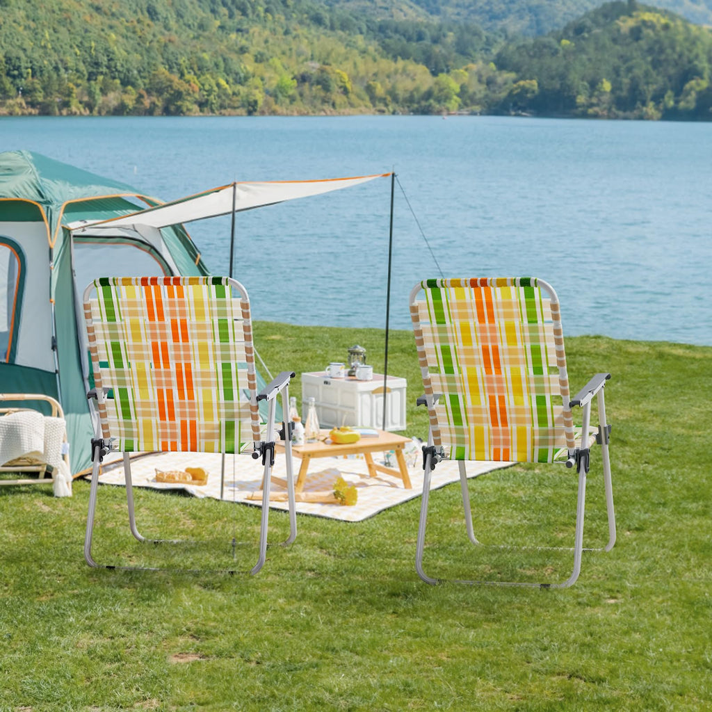 Set of 2 Webbed Folding Beach Chairs B660