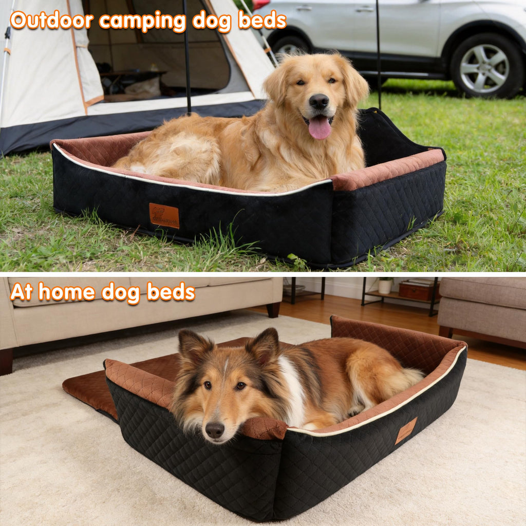 Large Dog Car Seat Portable Travel Dog Bed Velvet Memory Foam C2675
