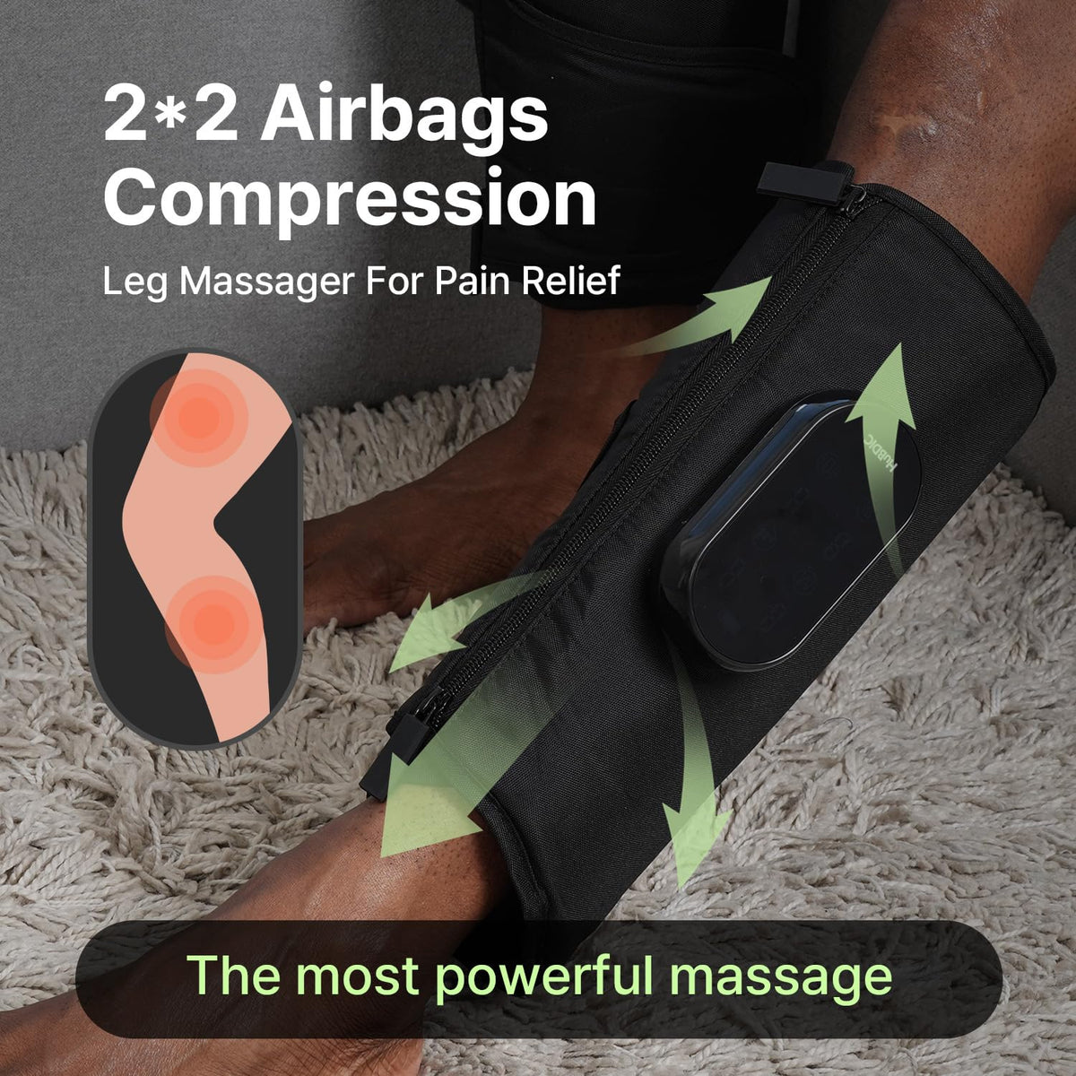 Heated Air Compression Cordless Leg Massager with Extension (Pair) U433422