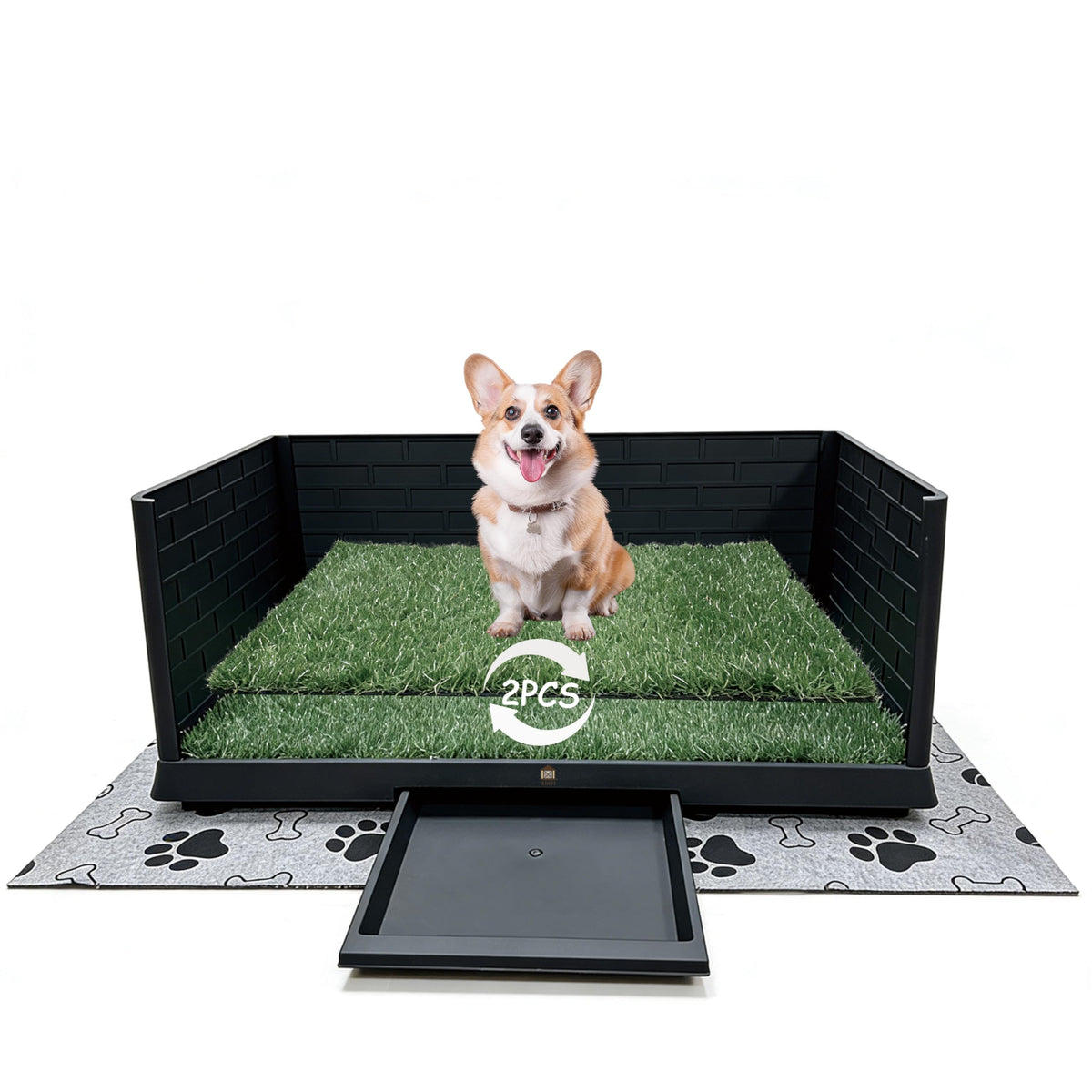 Dog Grass Pad with Tray, 30" X 20", with 2 Reusable Grass Pads S8685
