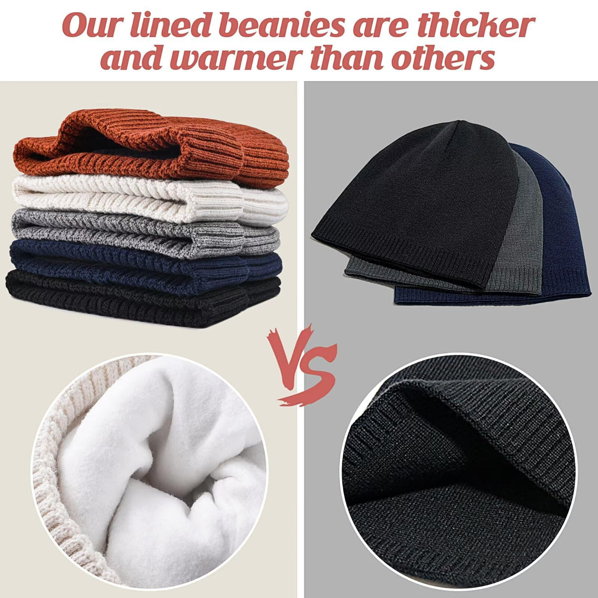 Merino Wool Knit Beanie Hat V822