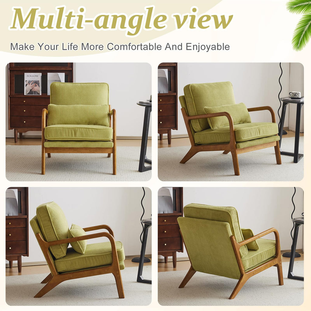 Green Corduroy Accent Chairs Set of 2 M1588