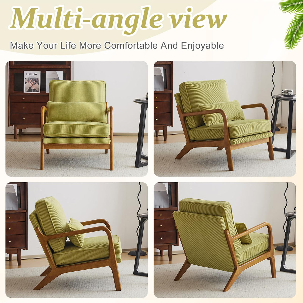 Green Corduroy Accent Chairs Set of 2 M1588