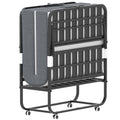 Folding Bed with Mattress, Twin Size, Portable Rollaway Bed on Wheels with Memory Mattress and Metal Frame V950