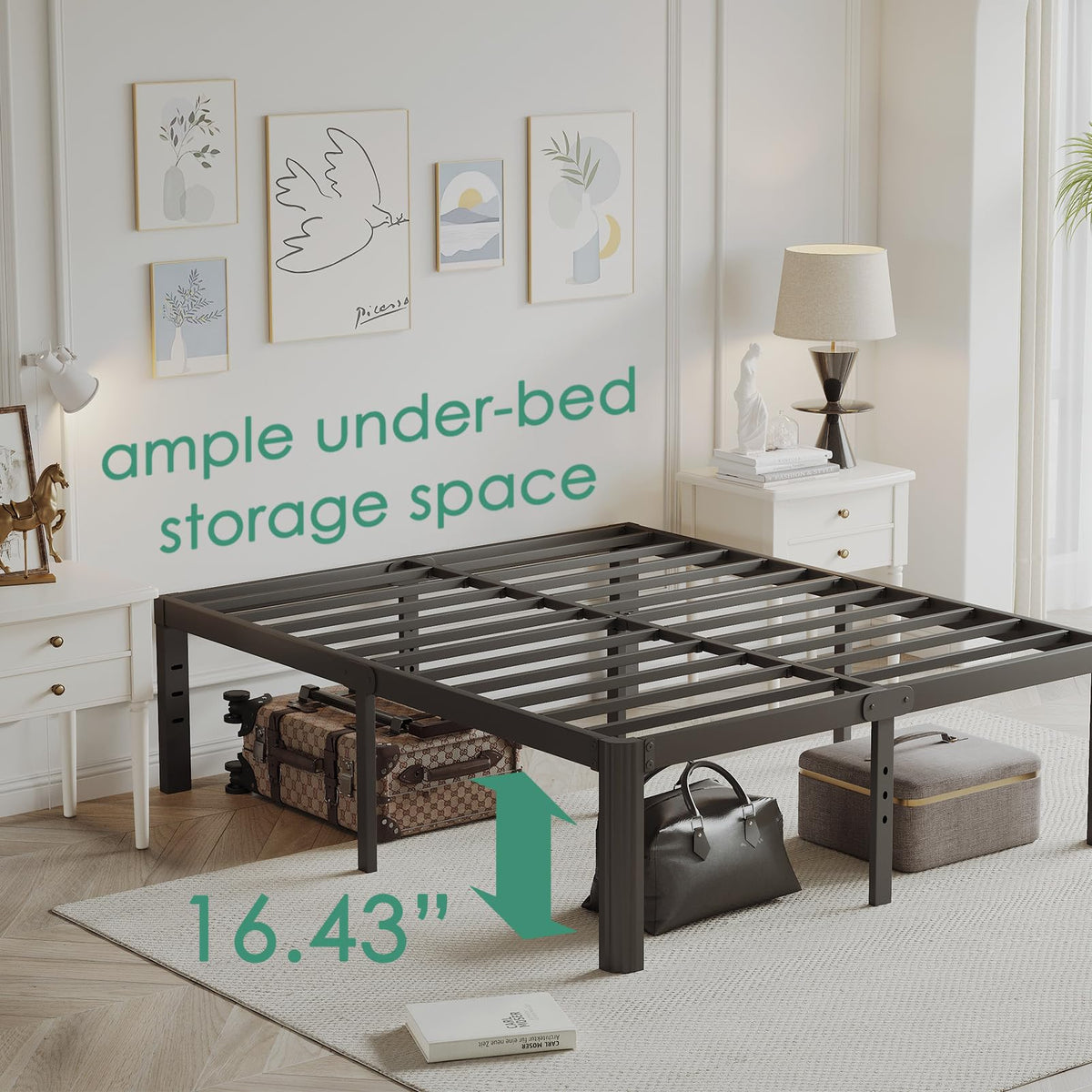 18 Inch Metal Bed Frame Queen Size Black M364783