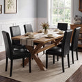 Black Upholstered Dining Chairs Set of 6 with Solid Wood Legs J3712