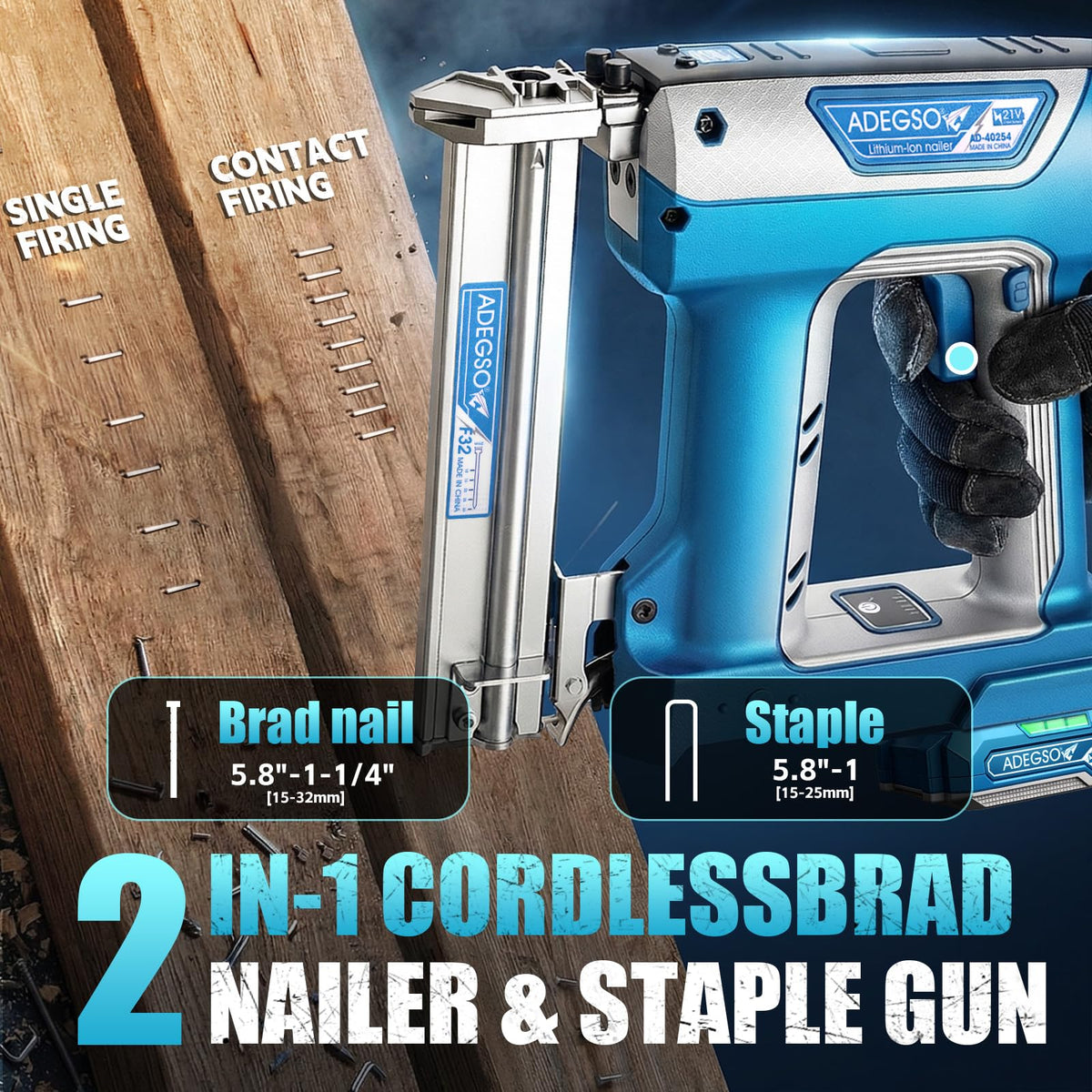 18 Gauge 2-in-1 Cordless Brad Nailer Stapler P28985