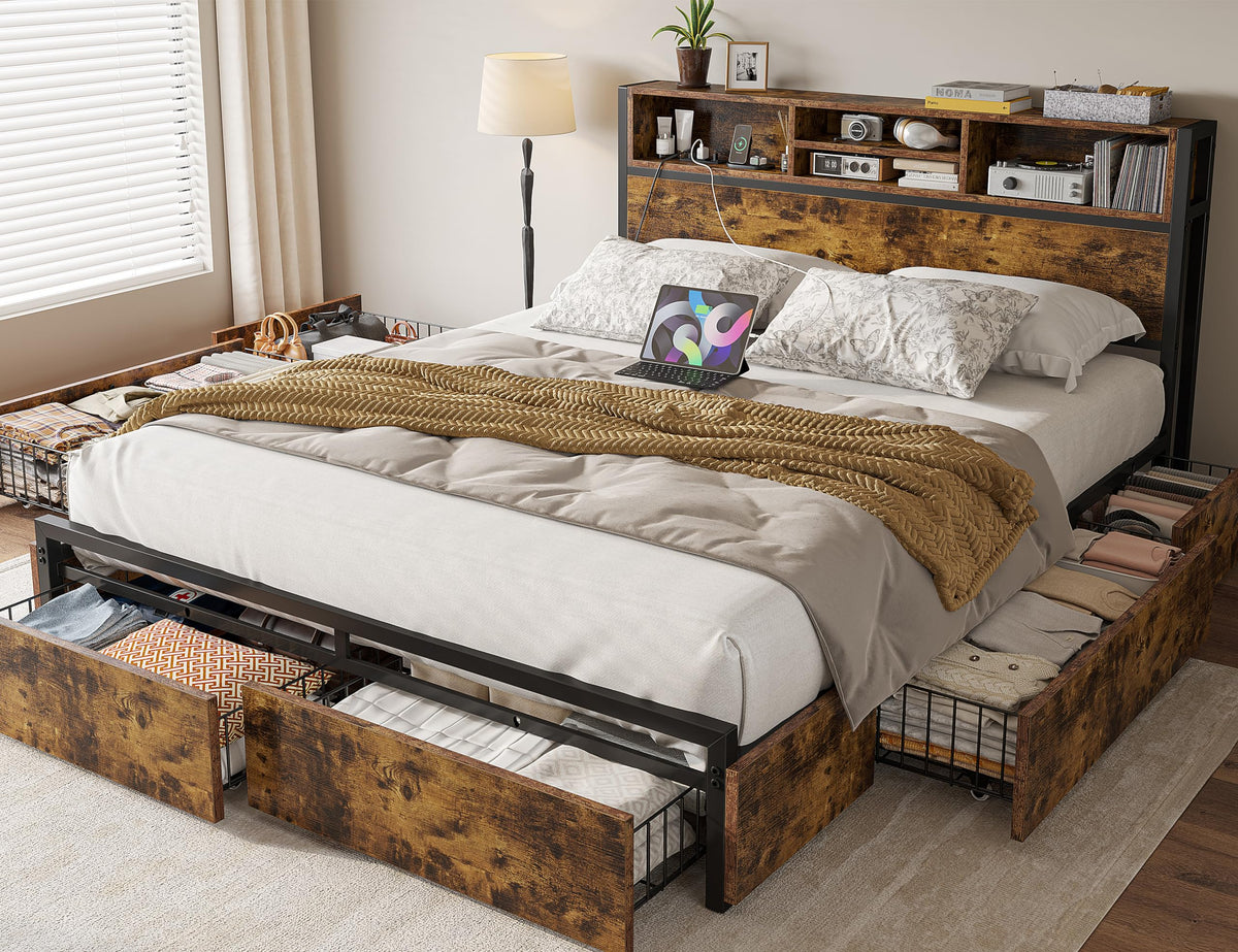 Queen Bed Frame with 6 Storage Drawers Z223538