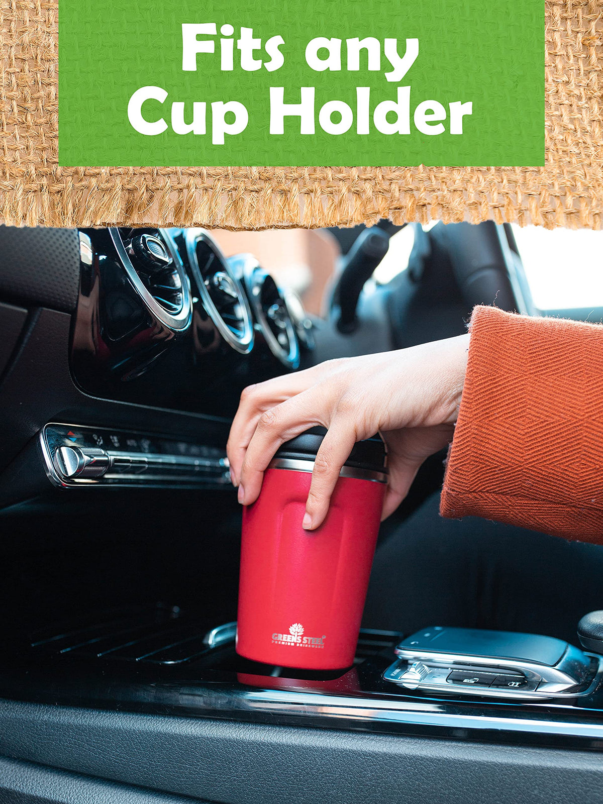 16 oz Black Stainless Steel Insulated Coffee Cup with Lid and Handle Q374