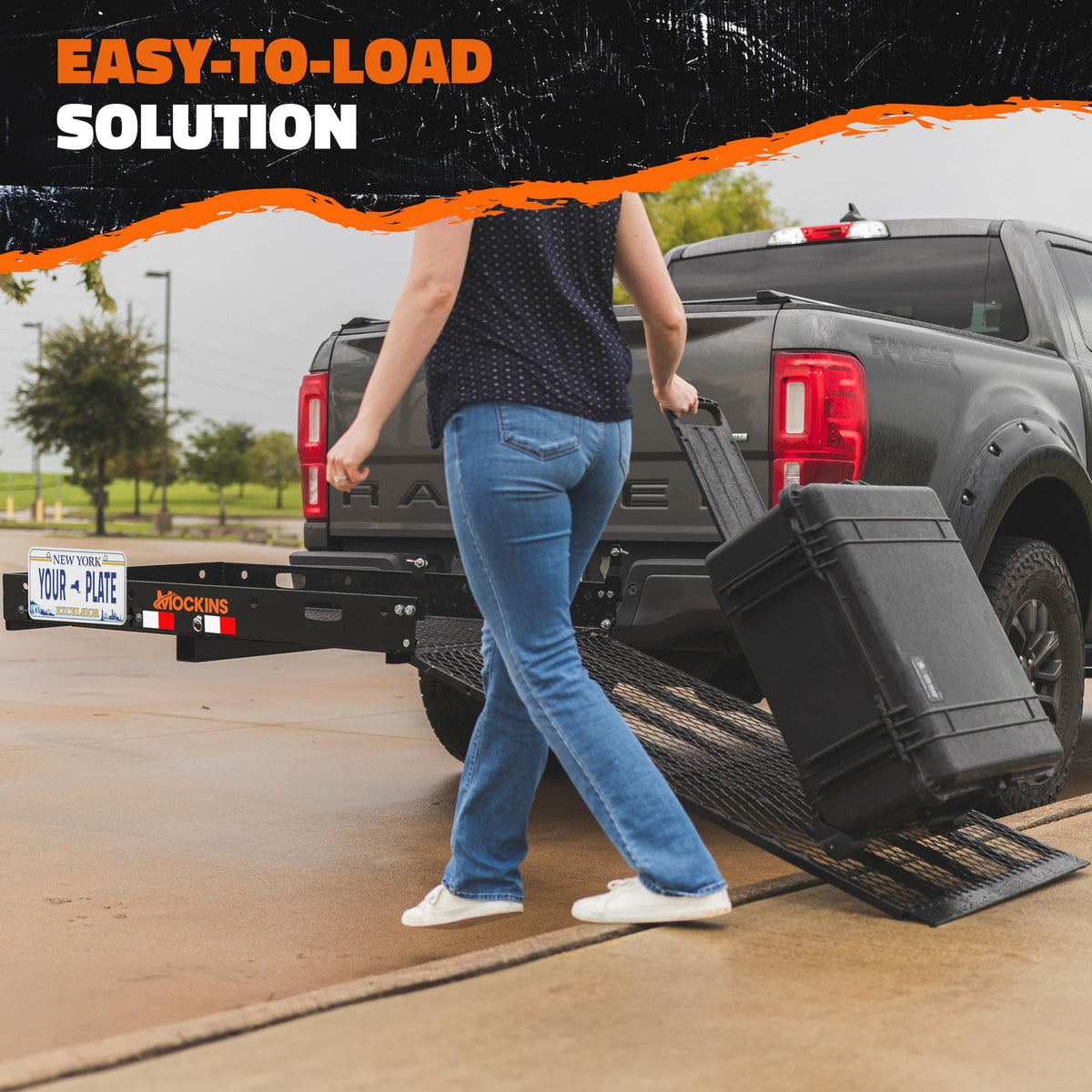 500lb Capacity Trailer Hitch Cargo Carrier with Ramp L3942