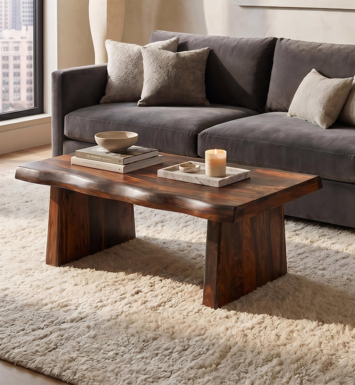 Live Edge Solid Wood Coffee Table U8961