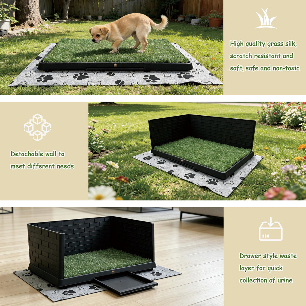 Dog Grass Pad with Tray, 30" X 20", with 2 Reusable Grass Pads S8685