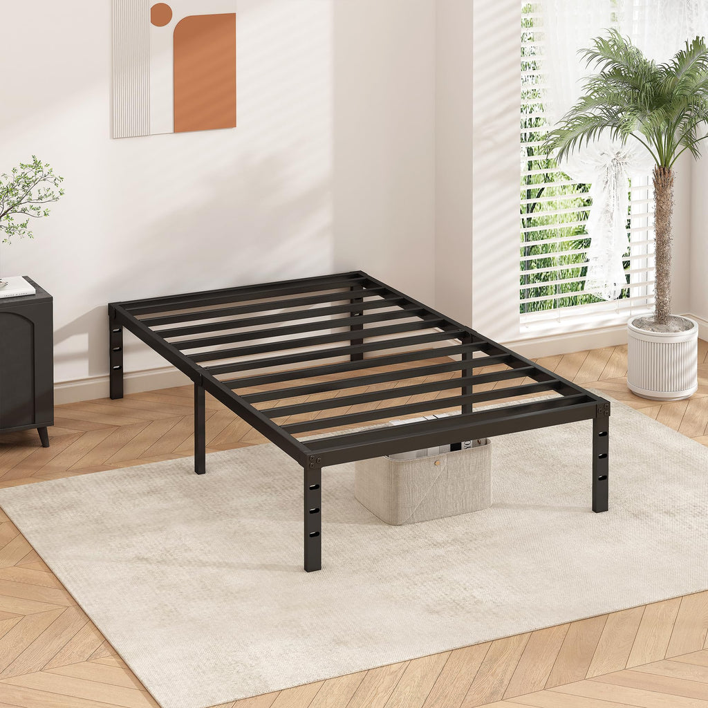 14 Inch Tall Black Metal Platform Twin Size Bed Frame V39540