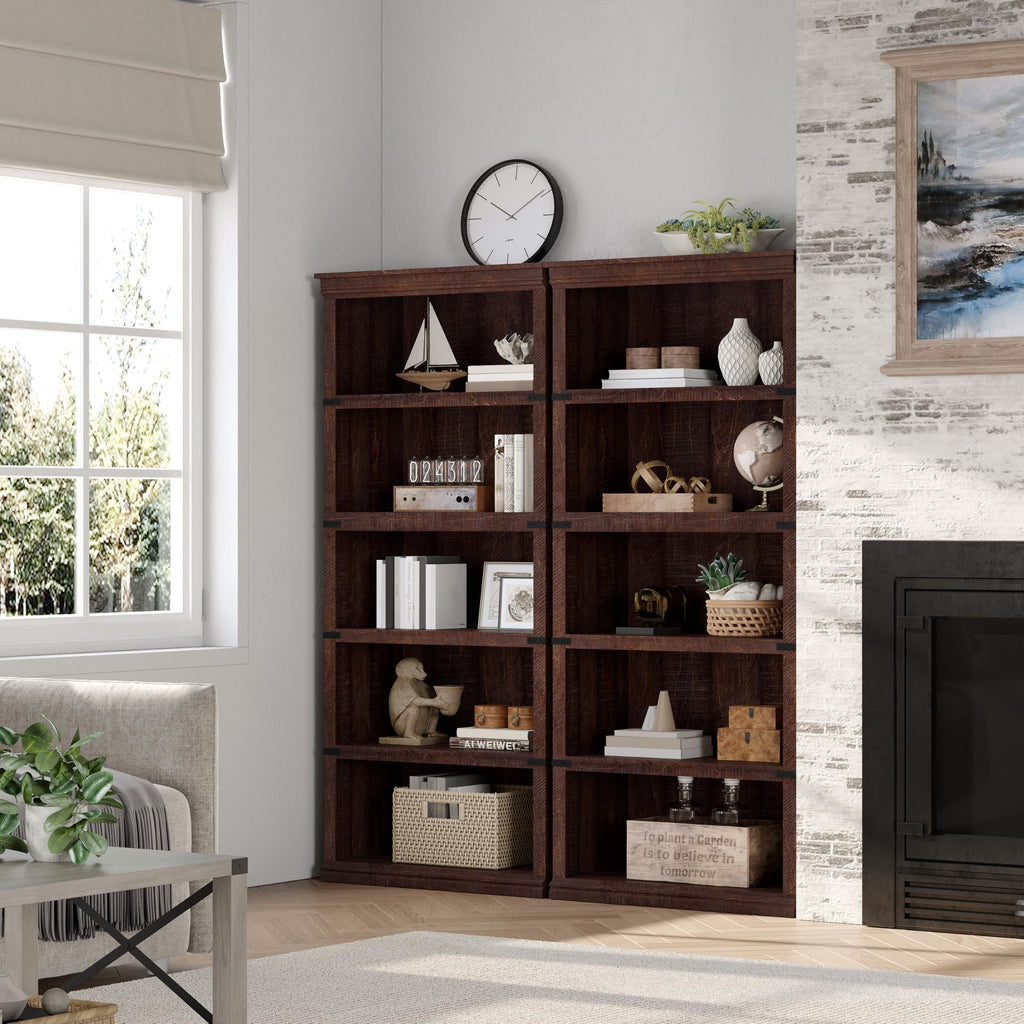 5-Tier Metal Bookcase with Adjustable Shelves D571
