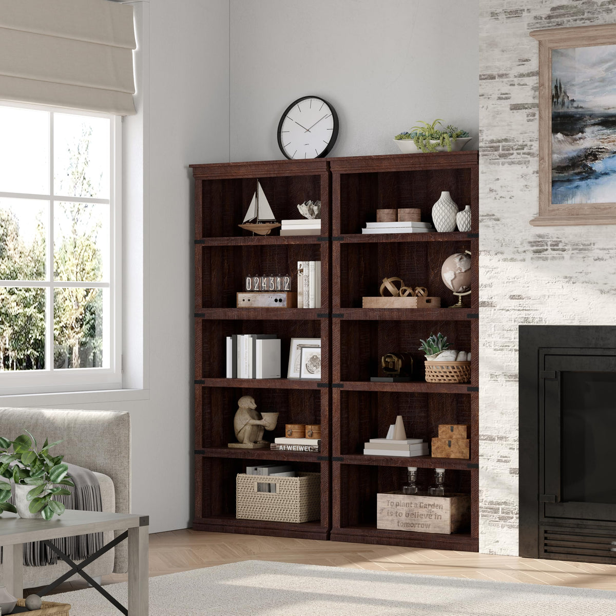 5-Tier Metal Bookcase with Adjustable Shelves D571