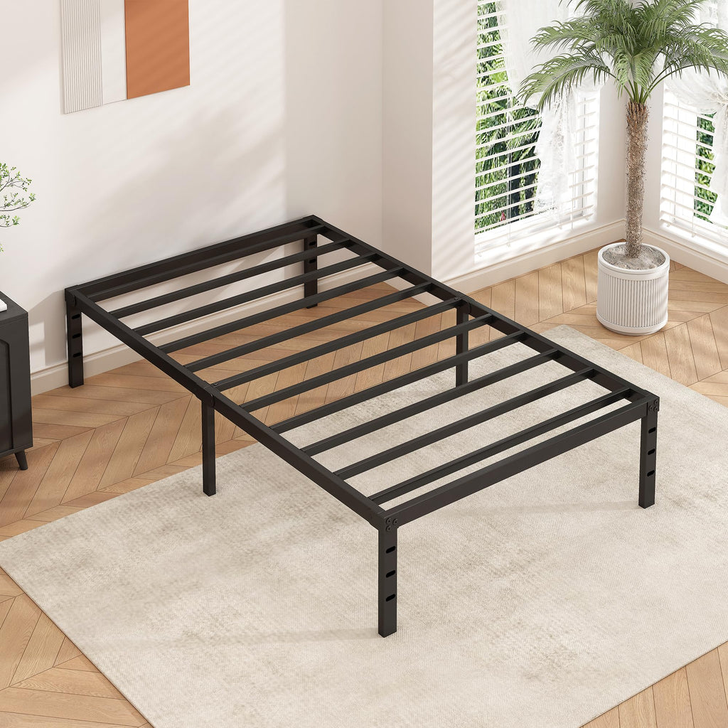 14 Inch Tall Black Metal Platform Twin Size Bed Frame V39540