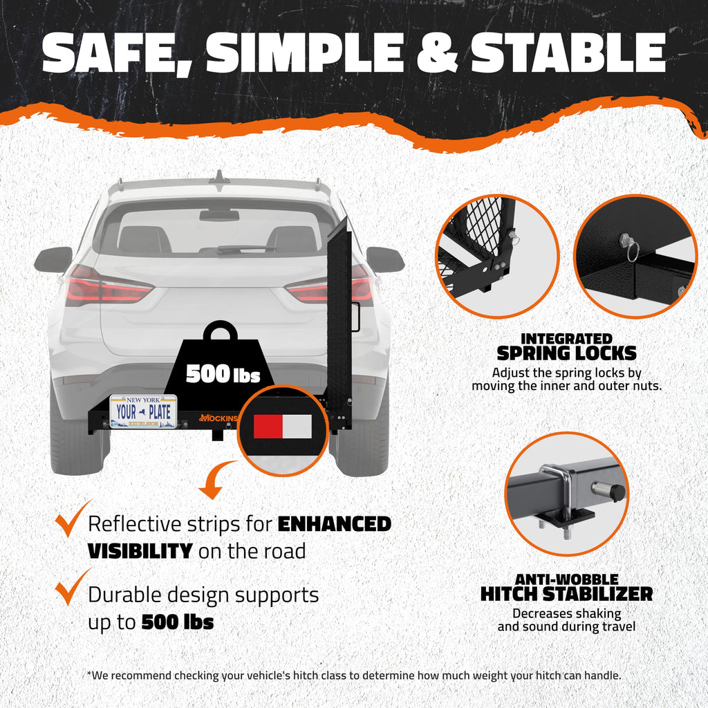 500lb Capacity Trailer Hitch Cargo Carrier with Ramp L3942