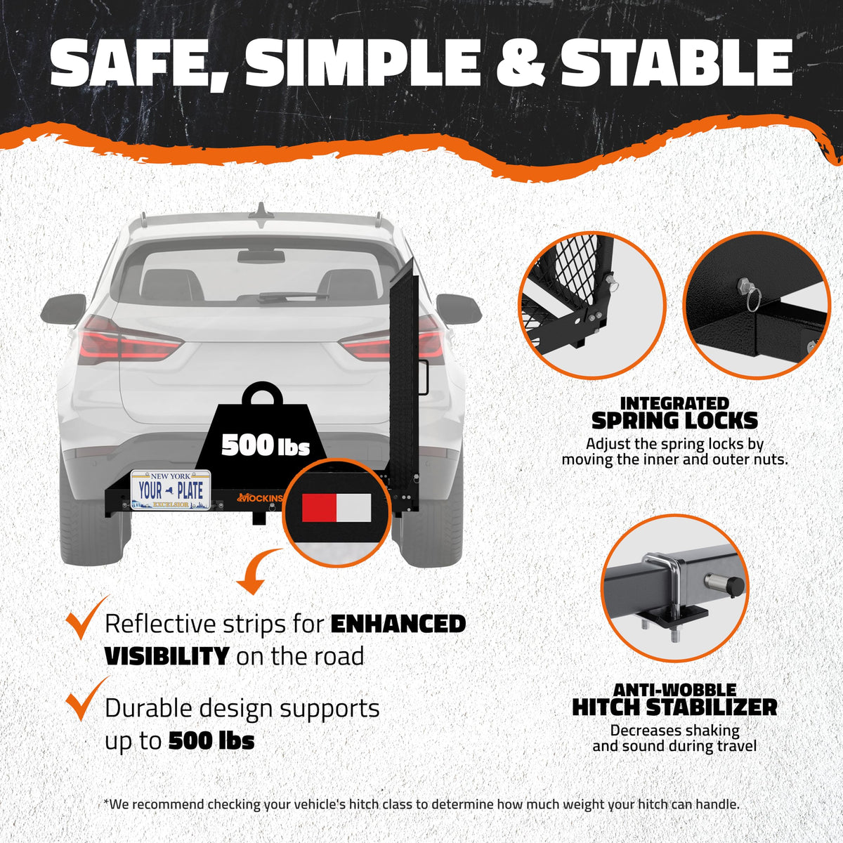 500lb Capacity Trailer Hitch Cargo Carrier with Ramp L3942