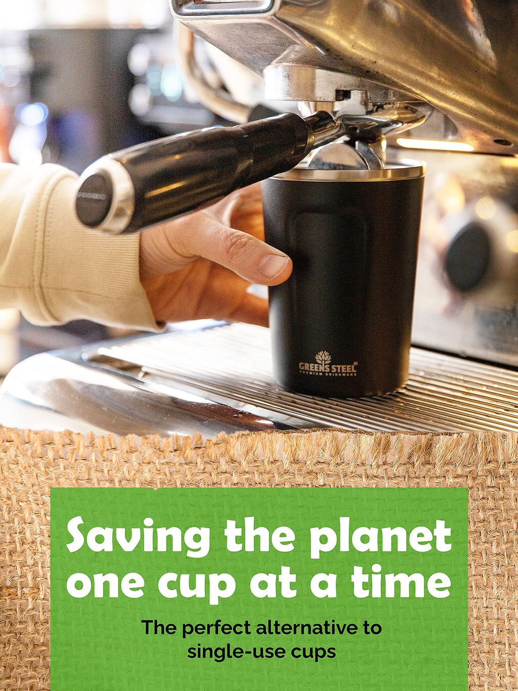 16 oz Black Stainless Steel Insulated Coffee Cup with Lid and Handle Q374